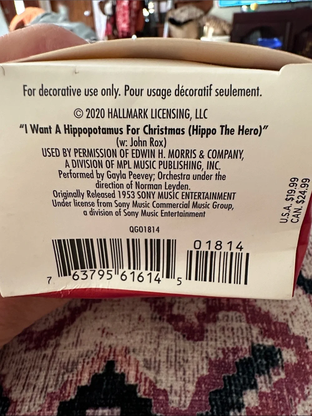 New Hallmark Keepsake Red and Gray Hippo Christmas Tree Ornament 2020